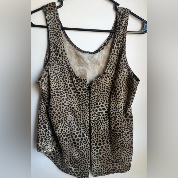 Tops - Shear Cheetah Print Zip up Tank Top